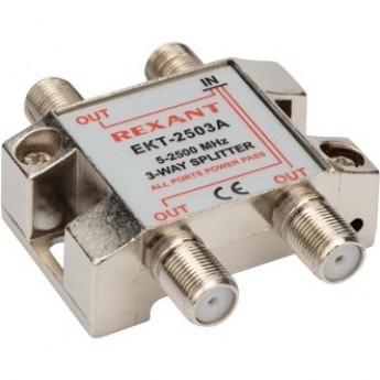 Делитель спутниковый REXANT F-типа на 3 TV, 5-2500 МГц Делитель спутниковый REXANT F-типа на 3 TV, 5-2500 МГц
