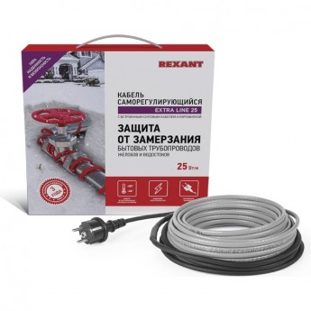Кабель REXANT EXTRA LINE 25MSR-PB 10 м/250 Вт греющий саморегулирующийся Кабель REXANT EXTRA LINE 25MSR-PB 10 м/250 Вт греющий саморегулирующийся