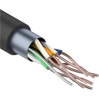 Кабель витая пара REXANT F/UTP, CAT 5e, PE, 4PR, 24AWG, OUTDOOR, SOLID, черный, 305 м (барабан) Кабель витая пара REXANT F/UTP, CAT 5e, PE, 4PR, 24AWG, OUTDOOR, SOLID, черный, 305 м (барабан)
