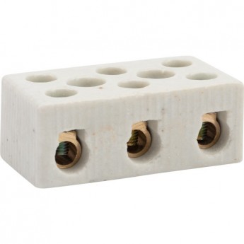 Клемма керамическая винтовая REXANT КВ 16 мм² 3 пары контактов с крепежным отверстием (45 шт./уп.) Клемма керамическая винтовая REXANT КВ 16 мм² 3 пары контактов с крепежным отверстием (45 шт./уп.)