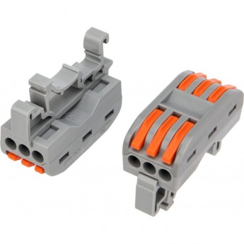 Клемма REXANT СМК 222-423D проходная 3-полюсная, с креплением на DIN-рейку (0,08-4 мм²) серая (50 шт./уп.) Клемма REXANT СМК 222-423D проходная 3-полюсная, с креплением на DIN-рейку (0,08-4 мм²) серая (50 шт./уп.)