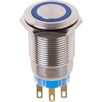 Кнопка антивандальная REXANT Ø19 12В Фикс (5с) ON-OFF/OFF-ON с подсветкой, синяя (в упак. 1шт.) Кнопка антивандальная REXANT Ø19 12В Фикс (5с) ON-OFF/OFF-ON с подсветкой, синяя (в упак. 1шт.)
