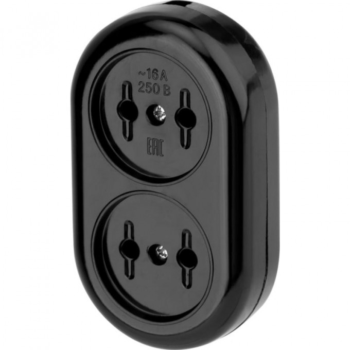 Колодка REXANT 2 гнезда карболитовая б/з 16 А, черная 11-8981