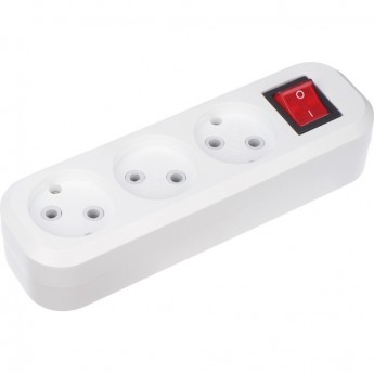 Колодка REXANT 3 гнезда с кнопкой без заземления Колодка REXANT 3 гнезда с кнопкой без заземления