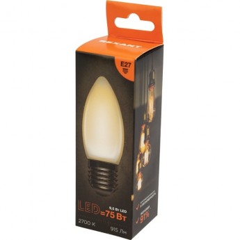 Лампа филаментная REXANT СВЕЧА CN35 9,5Вт 915Лм 2700K E27 матовая колба Лампа филаментная REXANT СВЕЧА CN35 9,5Вт 915Лм 2700K E27 матовая колба