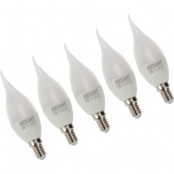 Лампа светодиодная REXANT 7,5 Вт E14 713 Лм 2700 K, 5 шт Лампа светодиодная REXANT 7,5 Вт E14 713 Лм 2700 K, 5 шт