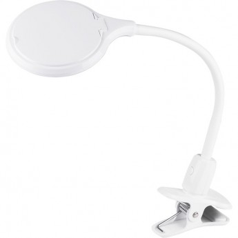 Лупа настольная 3D REXANT с подсветкой 30 LED, прищепка в блистере, белая Лупа настольная 3D REXANT с подсветкой 30 LED, прищепка в блистере, белая