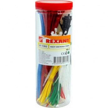 Набор хомутов-стяжек нейлоновых REXANT 100, 200 мм, цветные, НХ-2, тубус 300 шт. Набор хомутов-стяжек нейлоновых REXANT 100, 200 мм, цветные, НХ-2, тубус 300 шт.