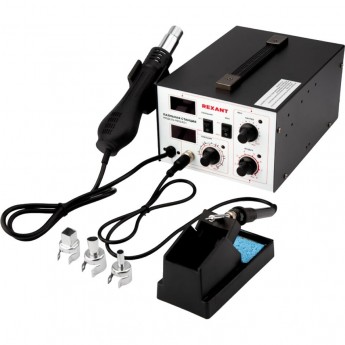 Паяльная станция REXANT R852AD+ (паяльник + фен), 100-500°C, LED дисплей Паяльная станция REXANT R852AD+ (паяльник + фен), 100-500°C, LED дисплей