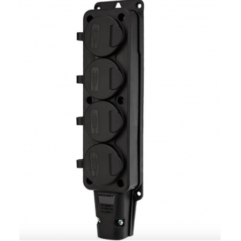 Розетка REXANT штепсельная четырехместная, с/з, 16 А, IP54 каучук Розетка REXANT штепсельная четырехместная, с/з, 16 А, IP54 каучук