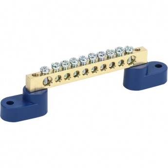 Шина REXANT 6х9 мм на двух угловых синих изоляторах 10 групп Шина REXANT 6х9 мм на двух угловых синих изоляторах 10 групп