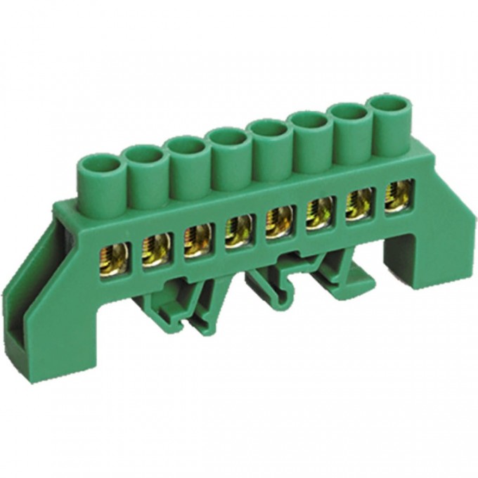 Шина REXANT PE «земля» в комбинированном зеленом изоляторе на DIN-рейку 6x9 мм 8 групп 11-2307