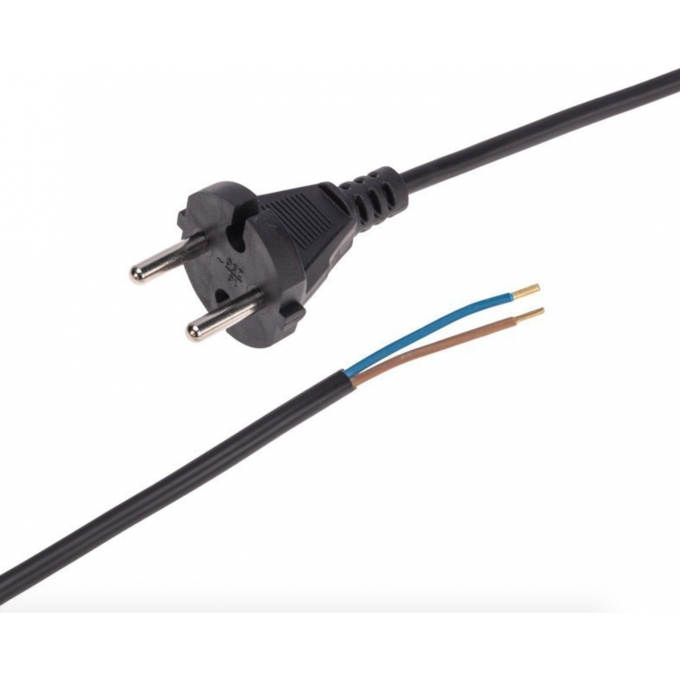 Шнур электрический REXANT с вилкой ПВС 2х0,75 мм² 2м, черный 11-1307