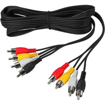 Шнур REXANT 4 RCA - 4 RCA, 5м черный Шнур REXANT 4 RCA - 4 RCA, 5м черный