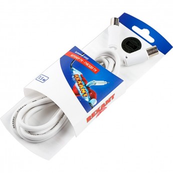 Шнур REXANT штекер TV - гнездо TV 1,5М, белый Шнур REXANT штекер TV - гнездо TV 1,5М, белый