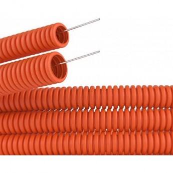Труба гофрированная REXANT 32 мм с зондом оранжевая, 25 м Труба гофрированная REXANT 32 мм с зондом оранжевая, 25 м