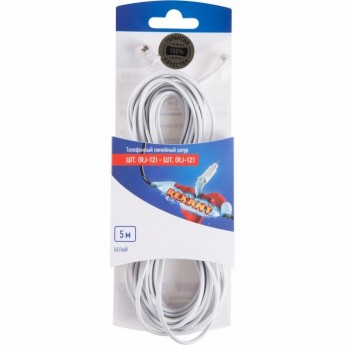 Удлинитель REXANT 6р-4с 5 м телефонный белый Удлинитель REXANT 6р-4с 5 м телефонный белый