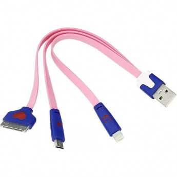 USB 3 в 1 кабель REXANT Lightning, micro USB, PVC flat pink 0,15m USB 3 в 1 кабель REXANT Lightning, micro USB, PVC flat pink 0,15m
